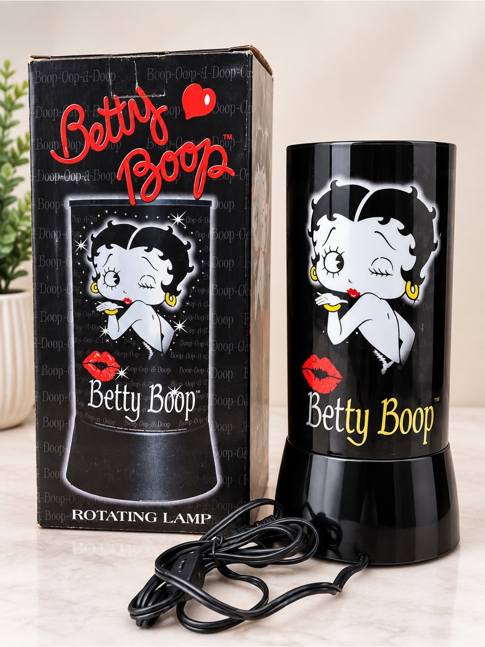 Betty Boop Black Rotating Lamp with Red & Yellow Accents